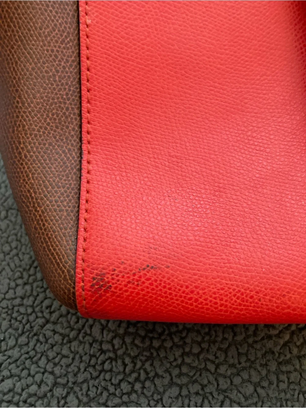 Calvin Klein Red and Brown Leather Shoulder Bag
